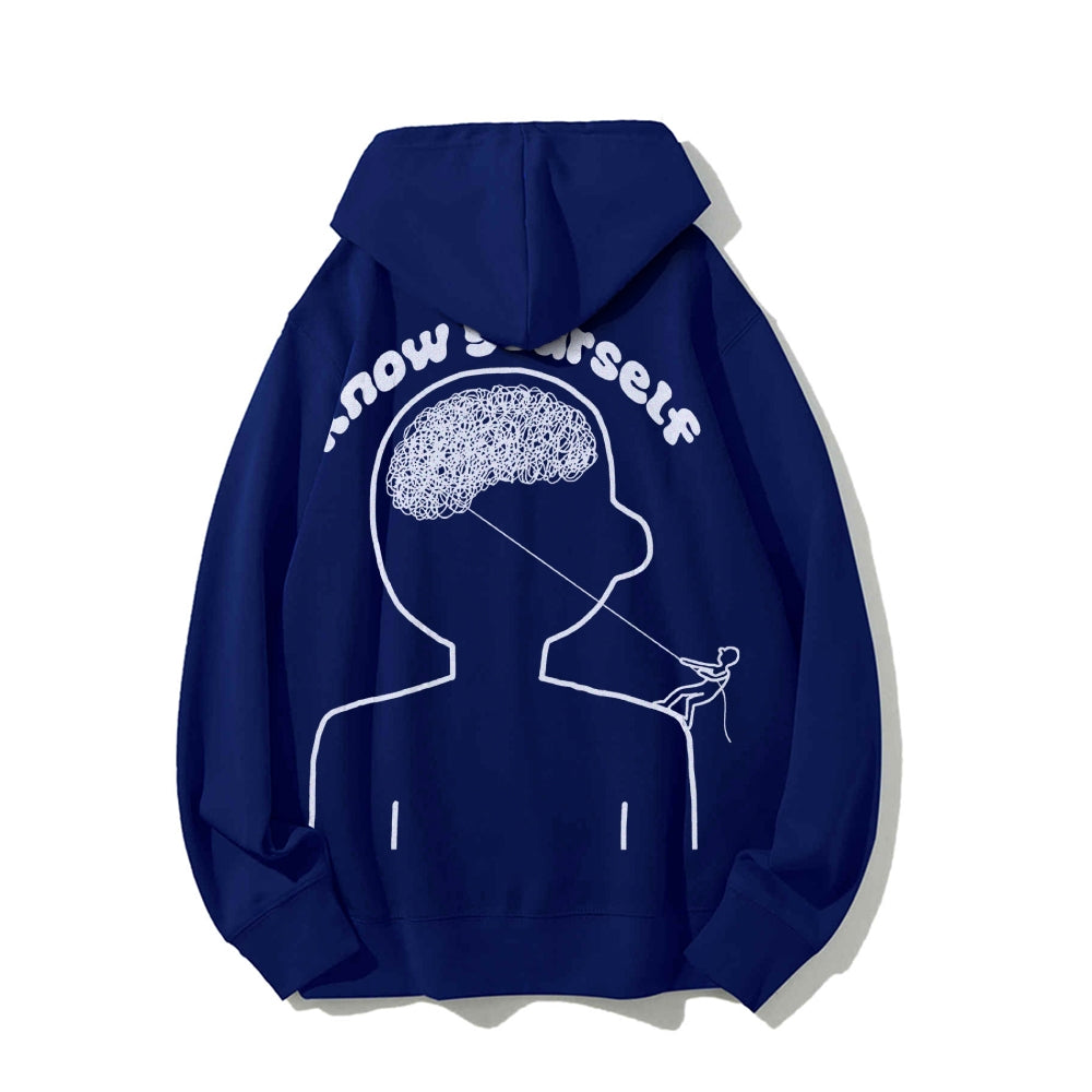 Vintage Mental Health Matters Graphic Print Printed Back Cotton Hoodie