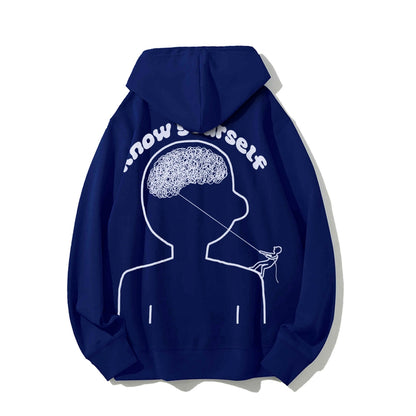 Vintage Mental Health Matters Graphic Print Printed Back Cotton Hoodie