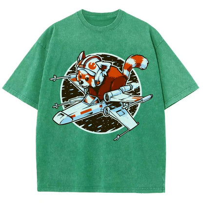 Red panda Standing By Vintage Distressed T-shirt