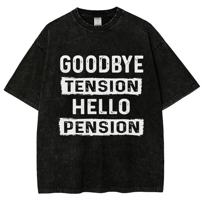 Funny Retirement Goodbye Tension Hello Pension Vintage Distressed T-shirt