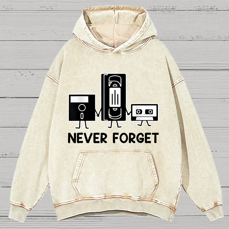Never Forget Cassette Tape VHS Gamer Old School Funny Vintage Distressed Hoodie