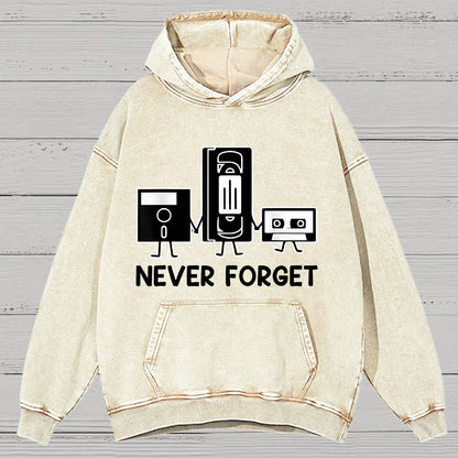 Never Forget Cassette Tape VHS Gamer Old School Funny Vintage Distressed Hoodie