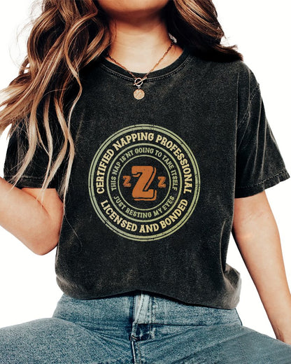Certified Napping Professional Vintage Distressed T-shirt