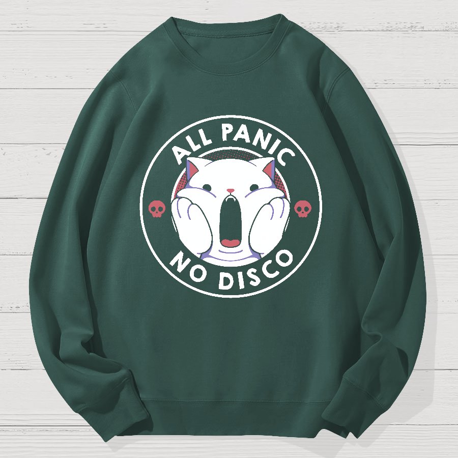 All Panic No Disco Funny Cat Geek Cotton Sweatshirt