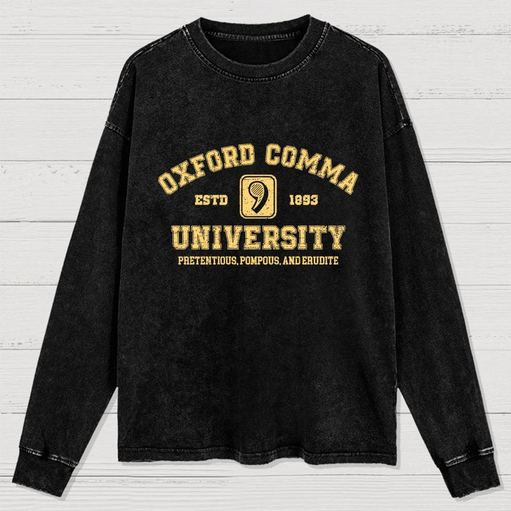 Oxford Comma University Washed Long Sleeve Tee