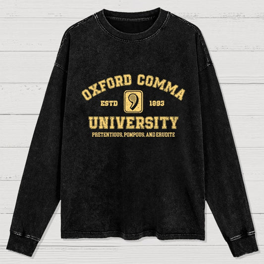 Oxford Comma University Washed Long Sleeve Tee