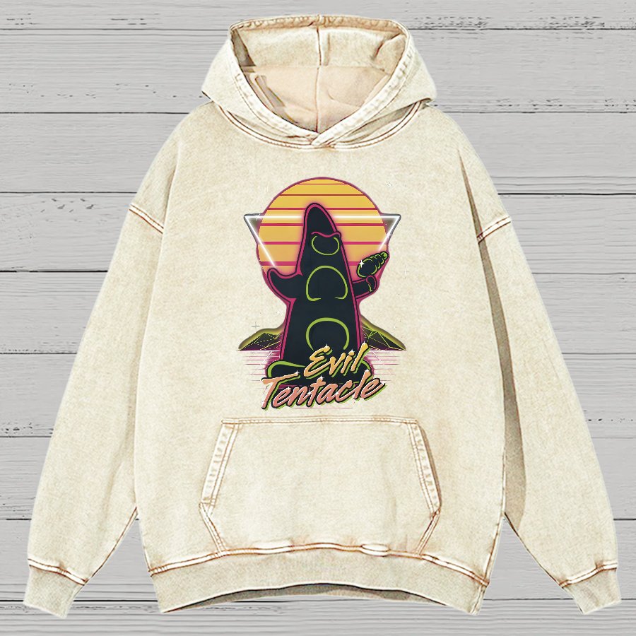 Retro Evil Tentacle Nerdy Vintage Distressed Hoodie