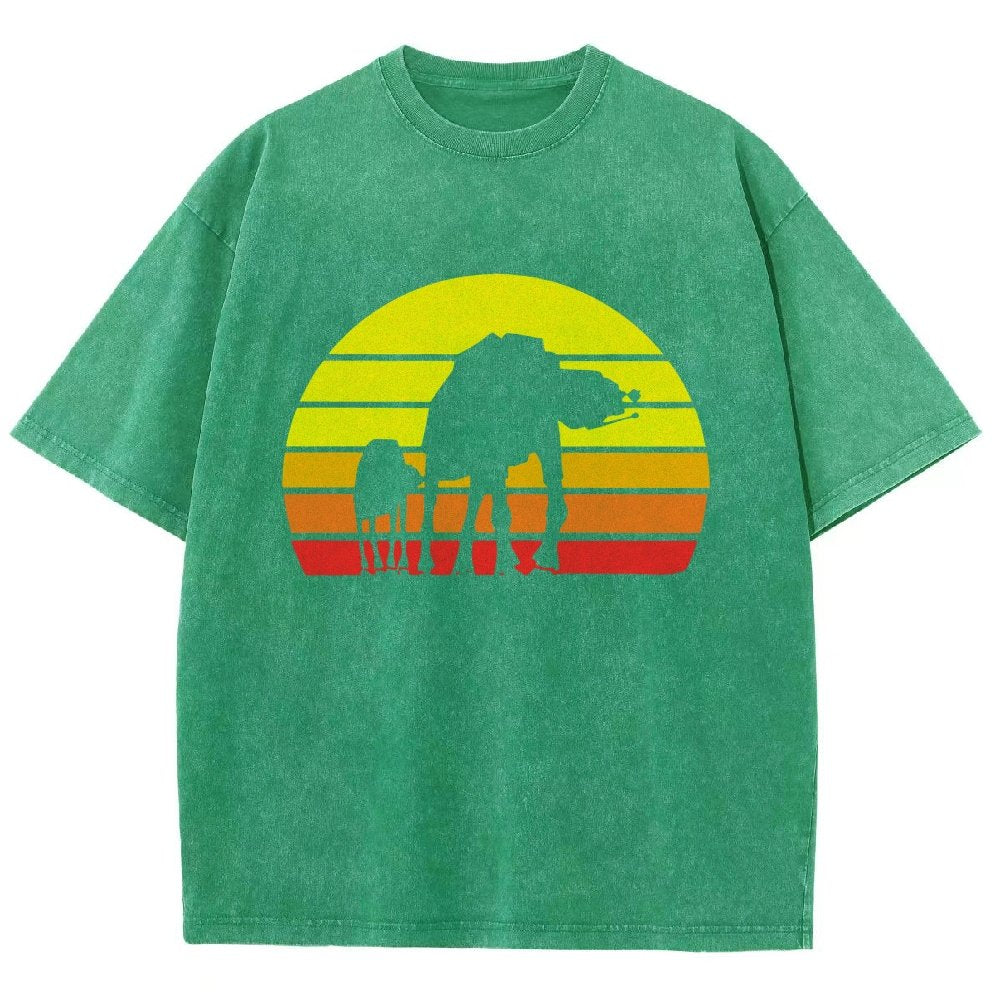 Sunset Stroll Mechanical Marvels Vintage Distressed T-shirt