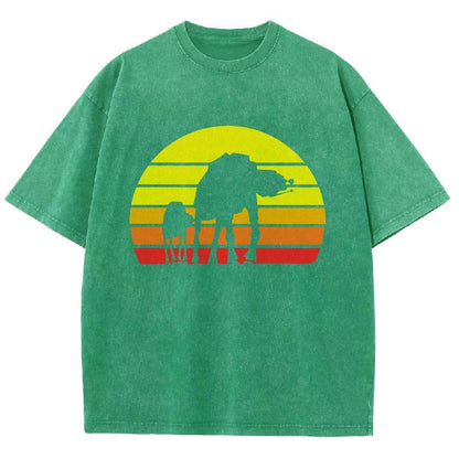 Sunset Stroll Mechanical Marvels Vintage Distressed T-shirt