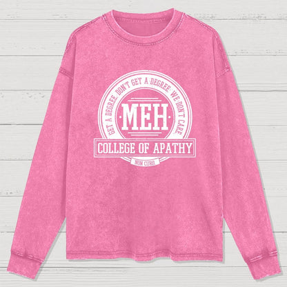 College of Apathy Washed Long Sleeve Tee