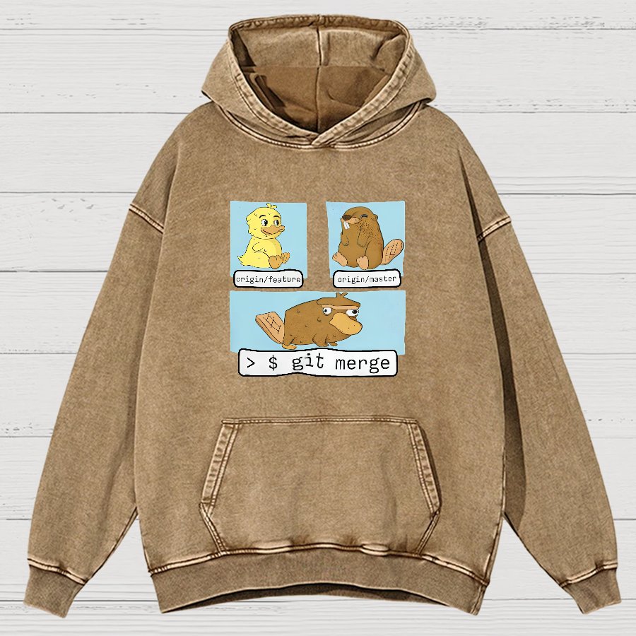 Git Merge Programmer Vintage Distressed Hoodie