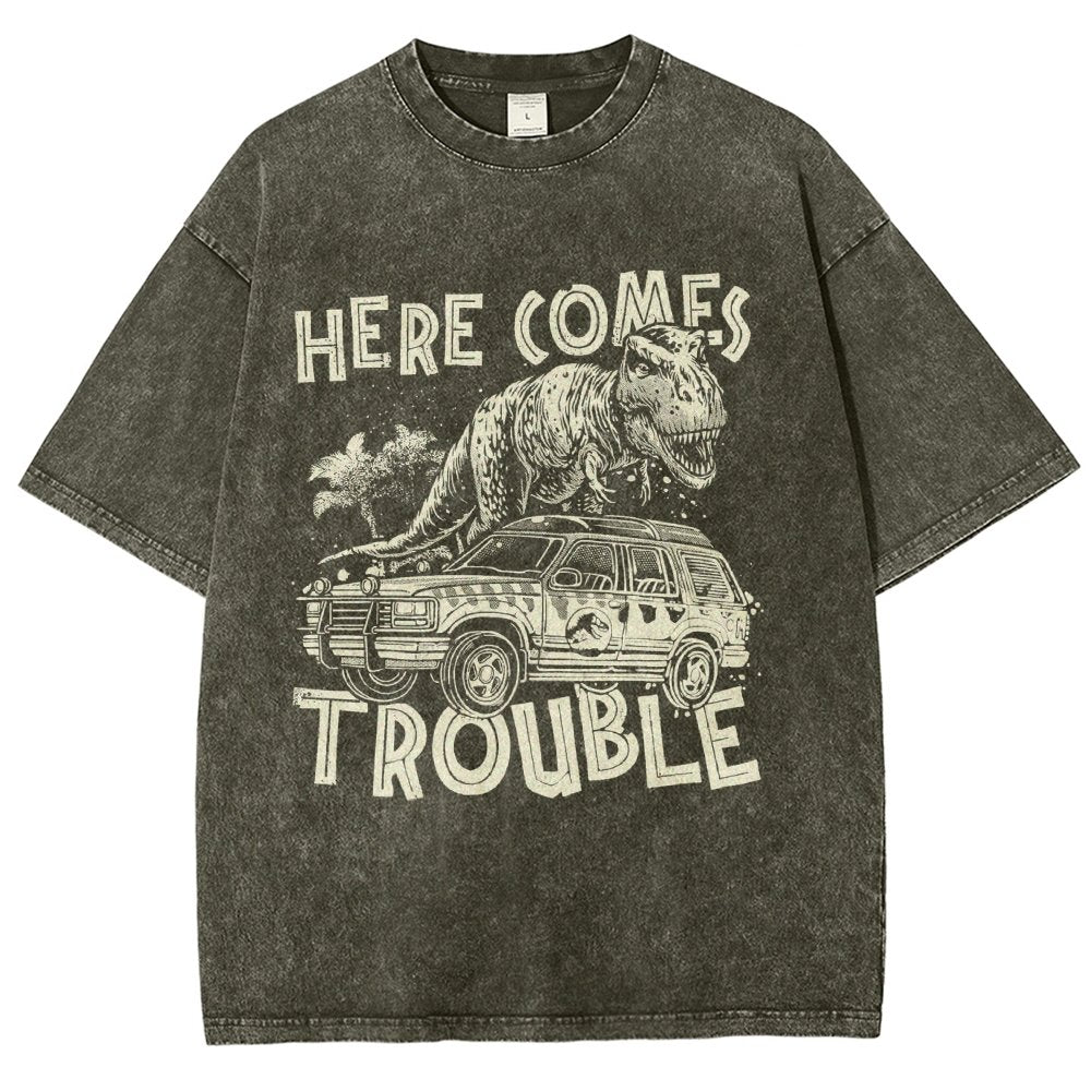 Here Comes Trouble Vintage Distressed T-shirt