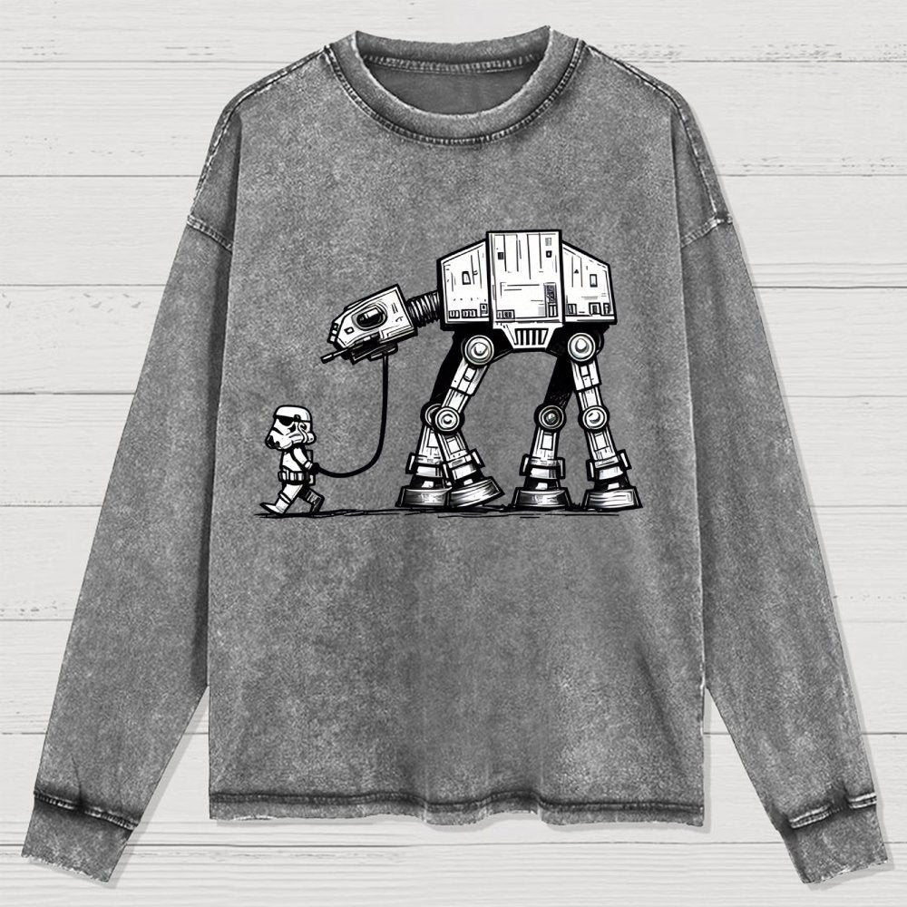 Tech Robot Dog - Galactic Battles Washed Long Sleeve Tee