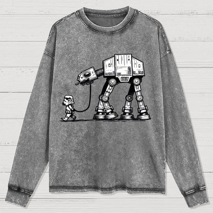 Tech Robot Dog - Galactic Battles Washed Long Sleeve Tee