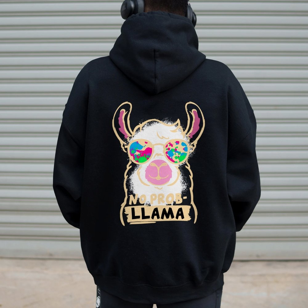 No probllama Printed Back Unisex Cotton Hoodie