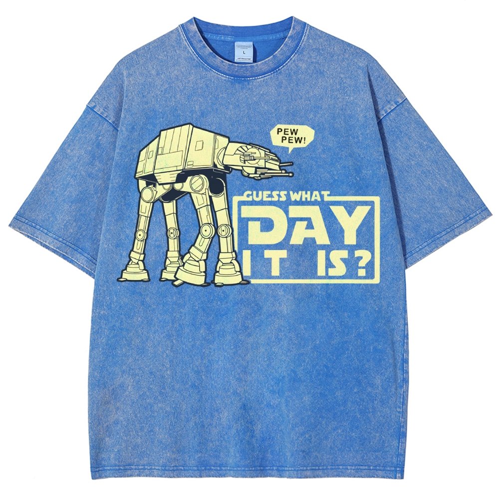 Pew Pew！Guess What Day It Is？ Vintage Distressed T-shirt