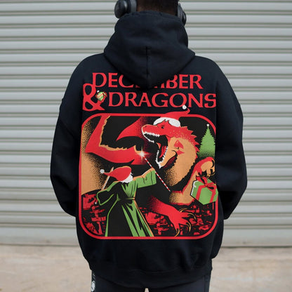 December & Dragons Printed Back Cotton Hoodie