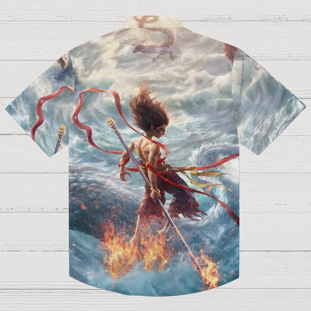 Nezha 2 Sci-Fi Animation Print Geek Hawaiian Shirt
