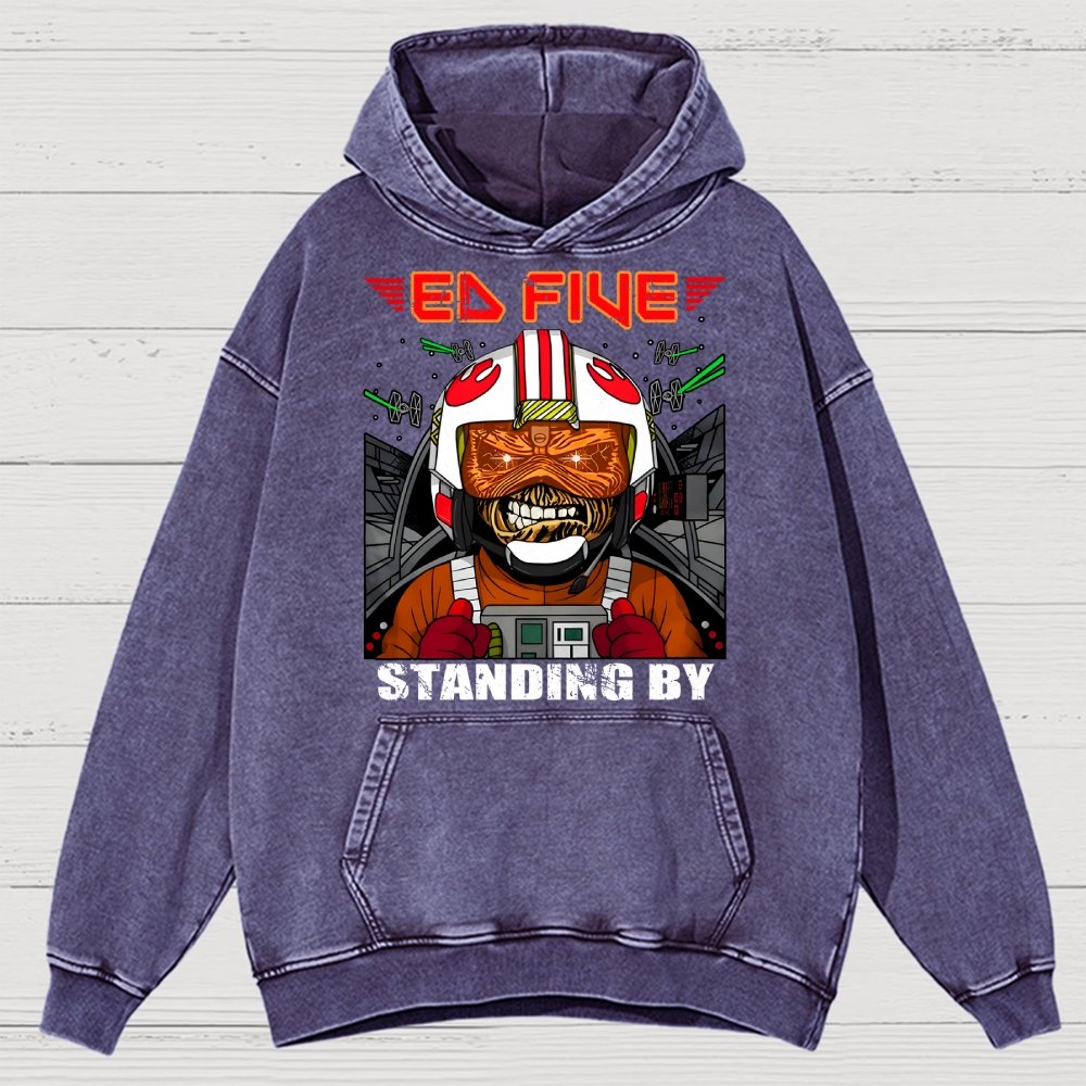 Ed Five Standing By Vintage Distressed Hoodie