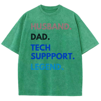 Husband Dad Tech Support Legend Funny It Father Essential Vintage Distressed T-shirt
