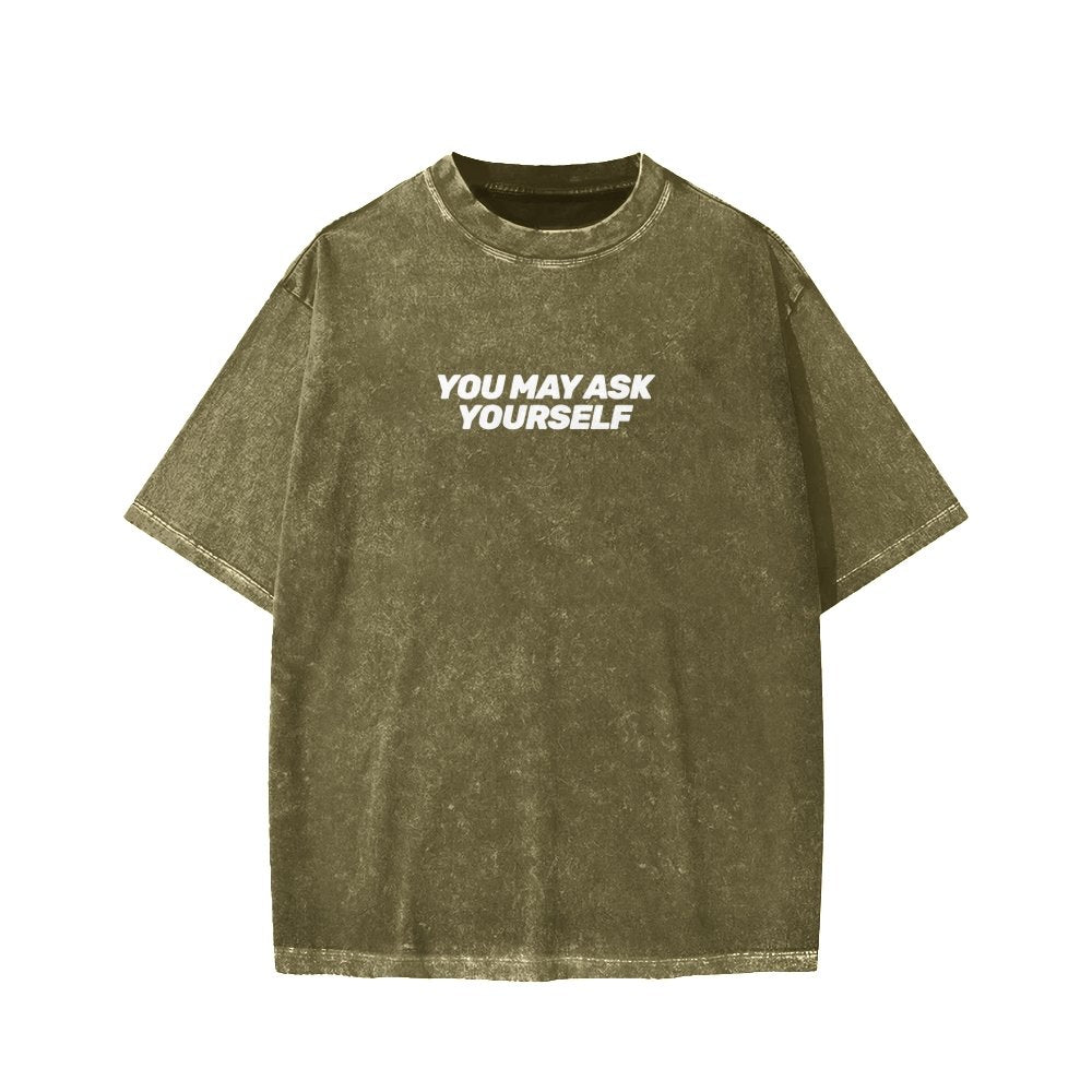 Techno Apocalypse Front And Back Printing Washed T-shirt