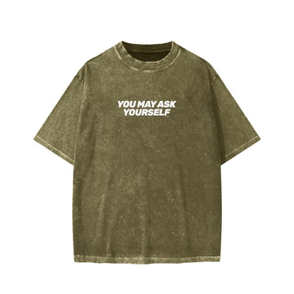 Techno Apocalypse Front And Back Printing Washed T-shirt