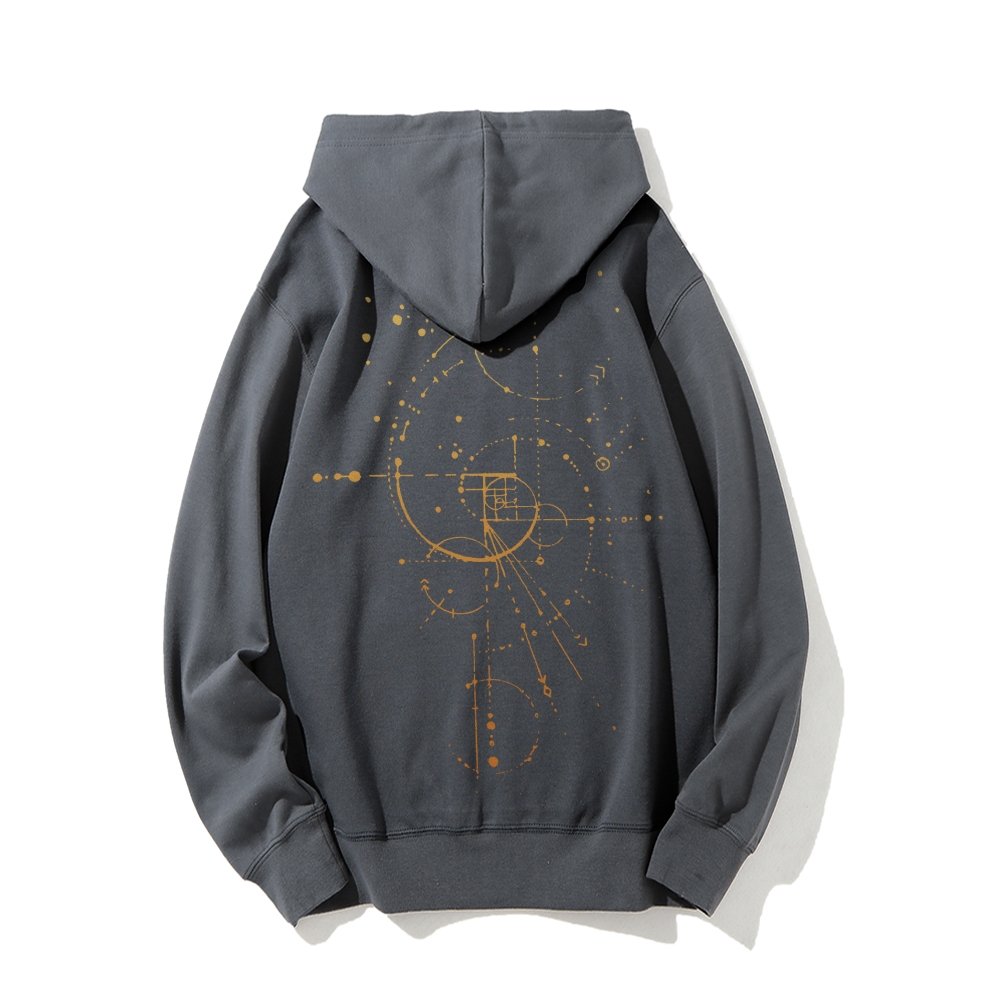 Distressed Fibonacci Printed Back Cotton Hoodie