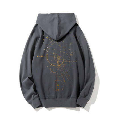 Distressed Fibonacci Printed Back Cotton Hoodie
