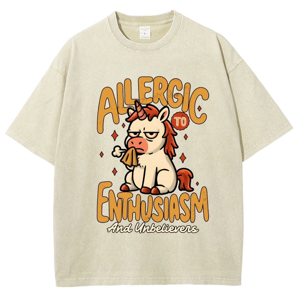 Allergic to Enthusiasm Vintage Distressed T-shirt