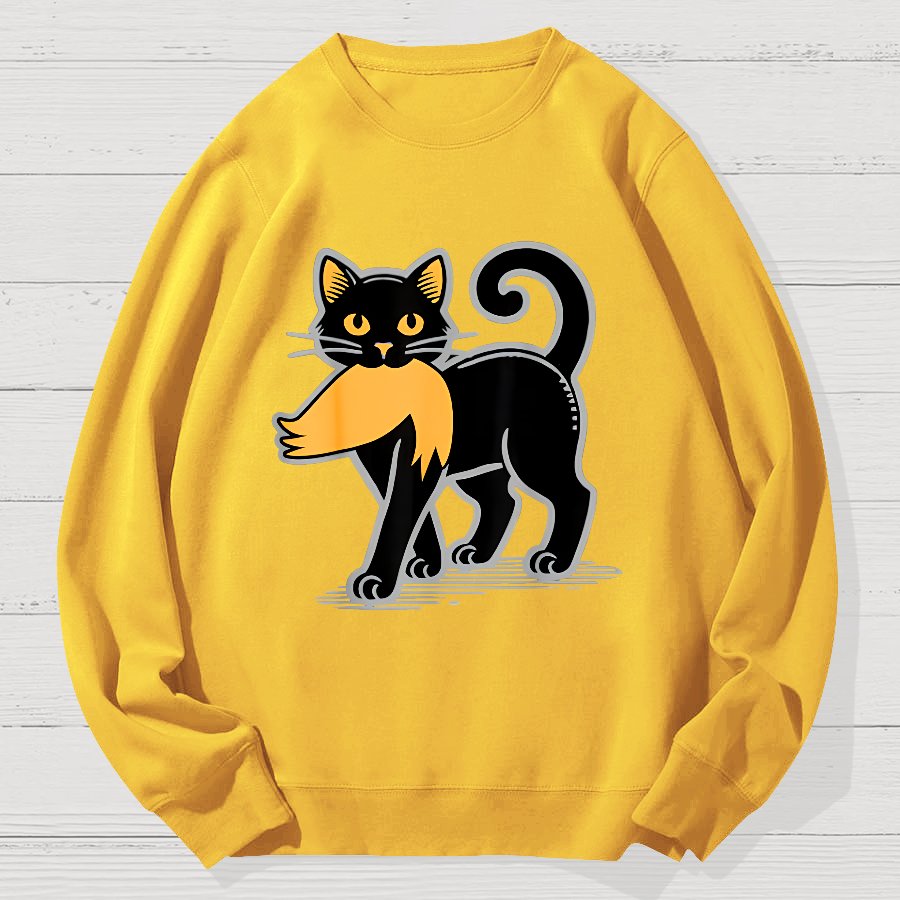 Black Cat Sarcasm Funny Cotton Sweatshirt