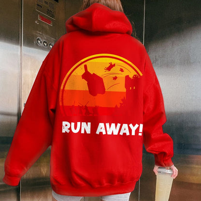 Run Away Printed Back Unisex Cotton Hoodie
