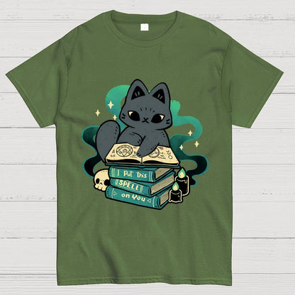 Magical Cat with Spellbook Geek T-Shirt