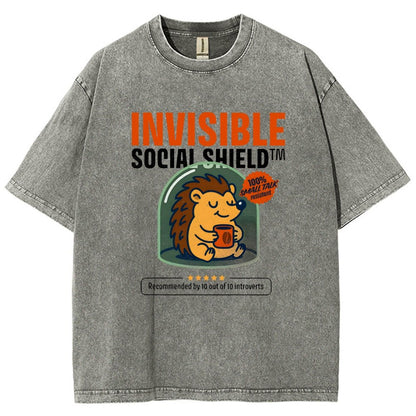 Invisible Social Shield Vintage Distressed T-shirt