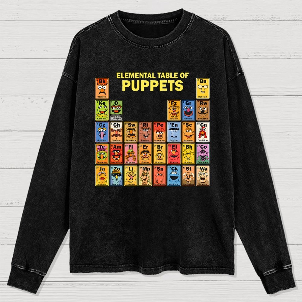 Elemental Table Of Puppets Washed Long Sleeve Tee
