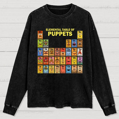 Elemental Table Of Puppets Washed Long Sleeve Tee