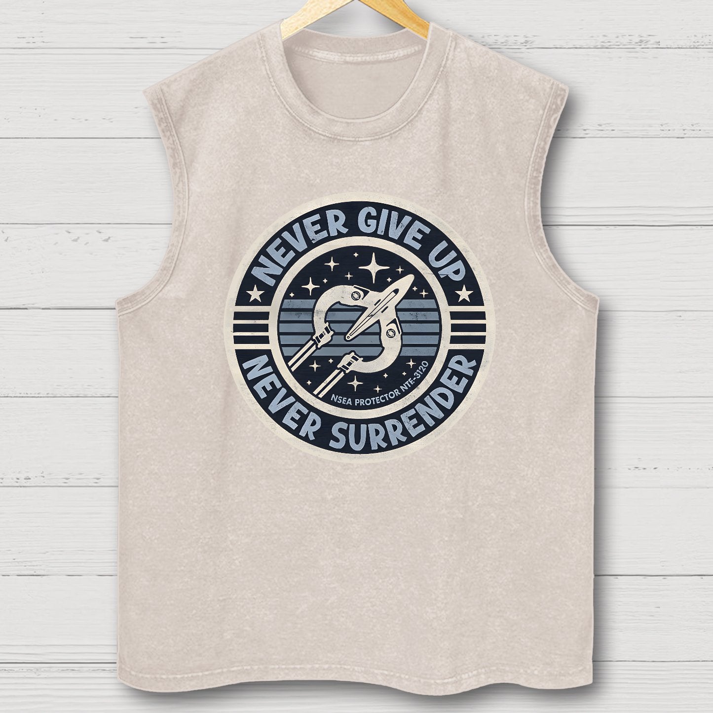 Never Give Up Never Surrender! Vintage Distressed Washed Tank