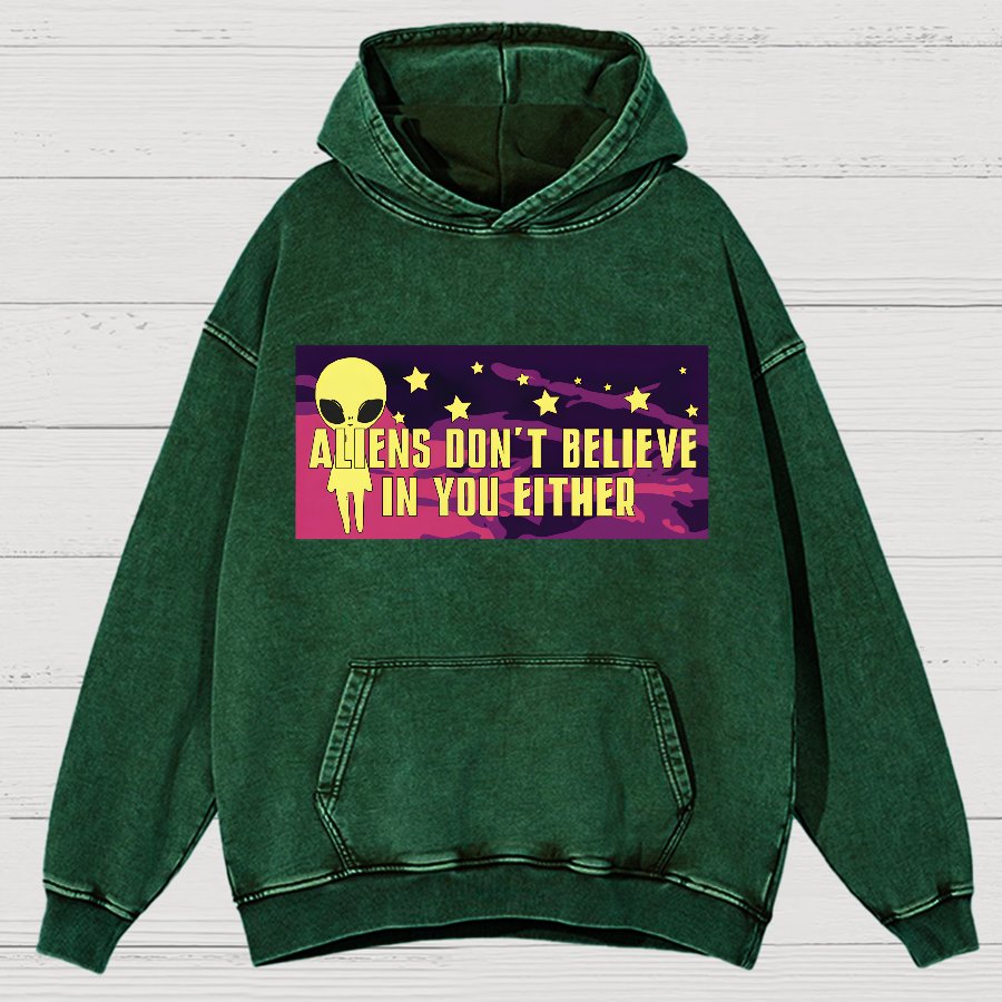 Mysterious Beings Don't Believe In You Either Vintage Distressed Hoodie