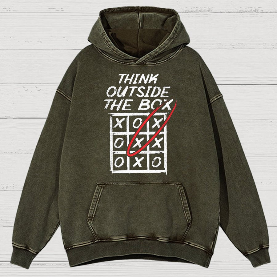 Think Outside The Box Nerd Vintage Distressed Hoodie