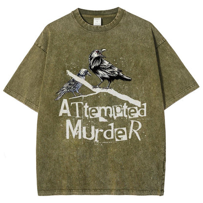 Attempted Murder Crows Vintage Distressed T-shirt