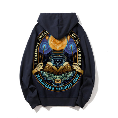 Mischief Club Printed Back Cotton Hoodie