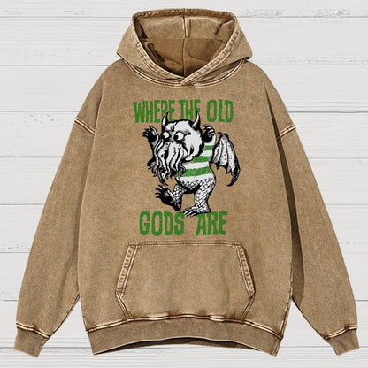 Where The Old Gods Are Vintage Distressed Hoodie