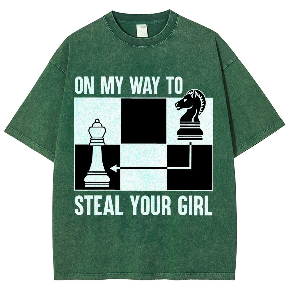 Chess Game On My Way To Steal Your Girl Vintage Distressed T-shirt