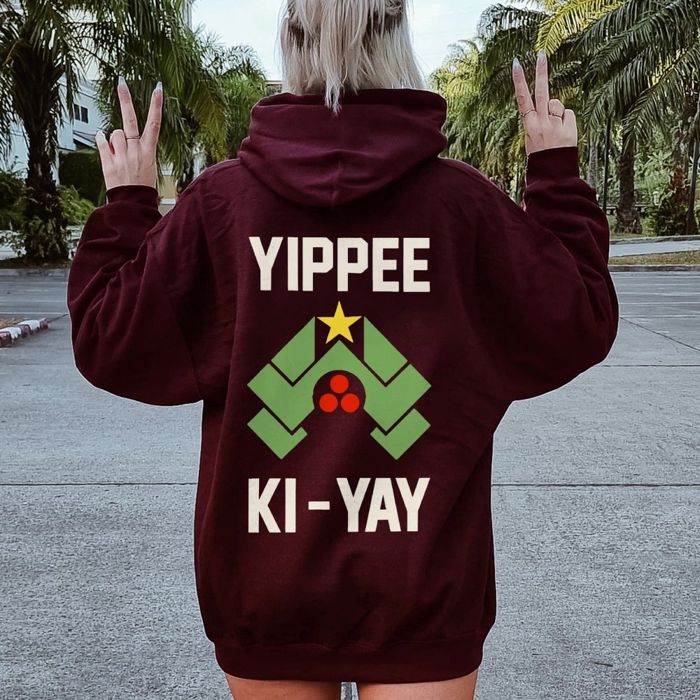 YIPPEE KI-YAY Printed Back Unisex Cotton Hoodie