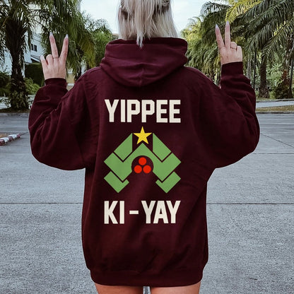 YIPPEE KI-YAY Printed Back Unisex Cotton Hoodie