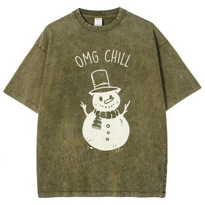 OMG Chill Christmas Vintage Distressed T-shirt