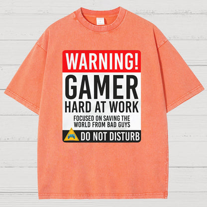 Warning Gamer Hard At Work - Geek Gamer Vintage Distressed T-shirt