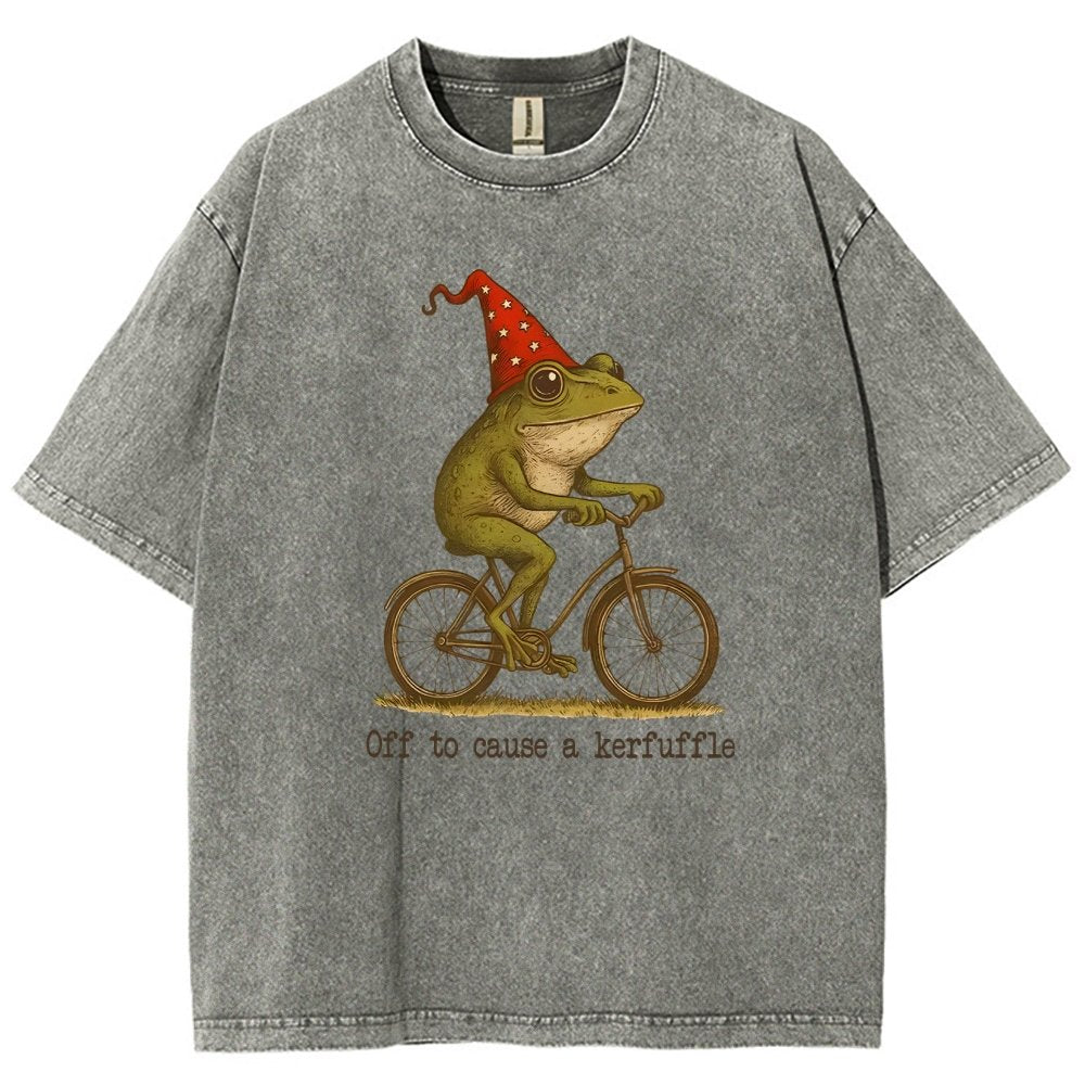 Off to Cause a Kerfuffle Frog Vintage Distressed T-shirt