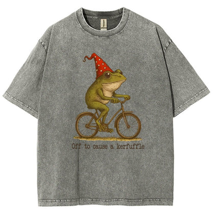Off to Cause a Kerfuffle Frog Vintage Distressed T-shirt