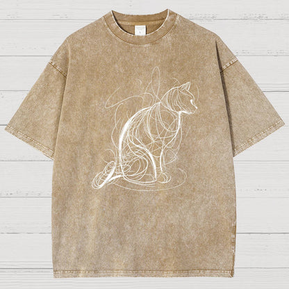 Cat lines Vintage Distressed T-shirt