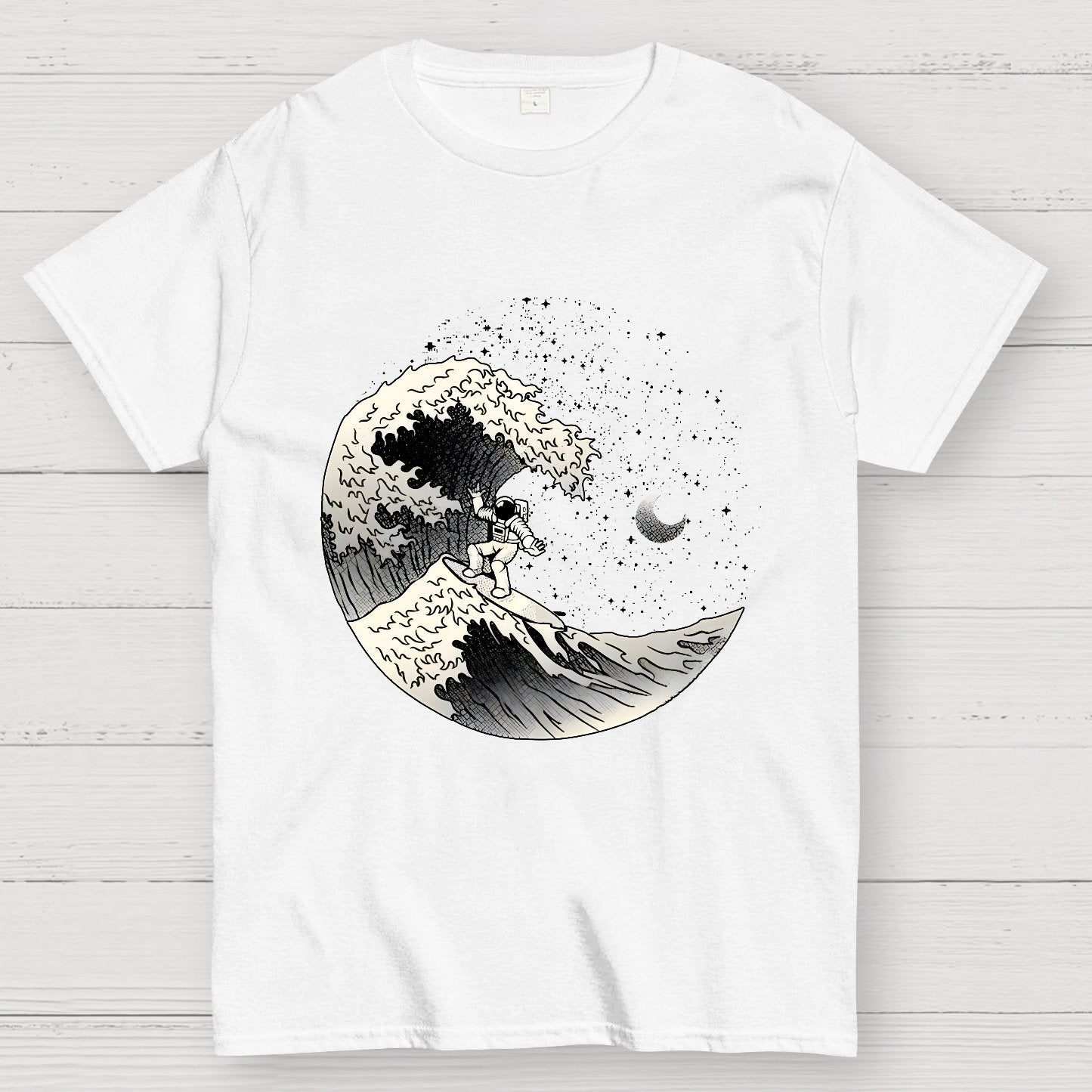 Astronaut Surfing Kanagawa Wave by Tobe Fonseca Geek T-Shirt